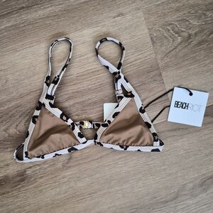 NWT Beach Riot Pamela Leopard And Tan Triangle Bikini Top XS